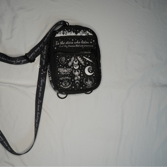 Handbags - ACOTAR- Black Crossbody Bag with Celestial Design